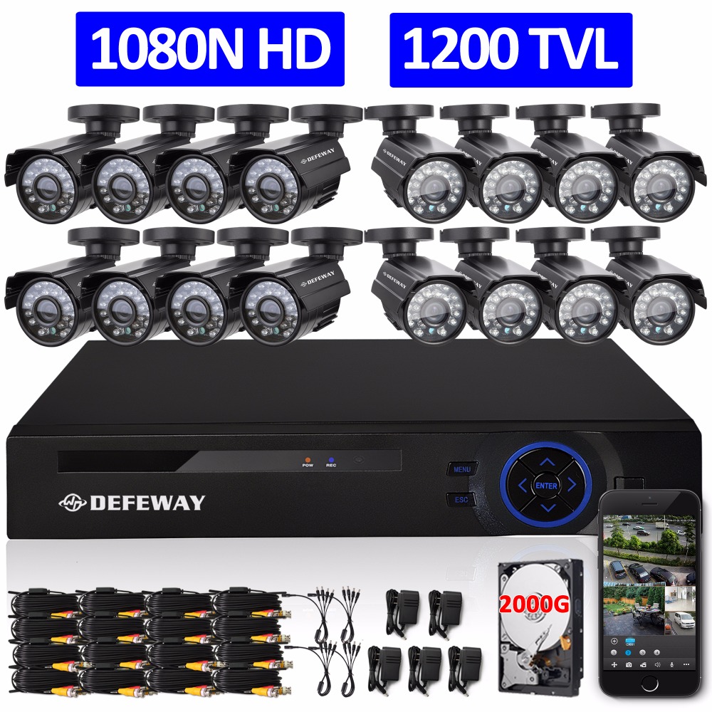 DEFEWAY 16CH 720 P AHD DVR ŰƮ 16 PCS Ѿ AHD Camera1.0MP ߿ 24 Leds IR ߰  ý  ŰƮ 2 ׶Ʈ